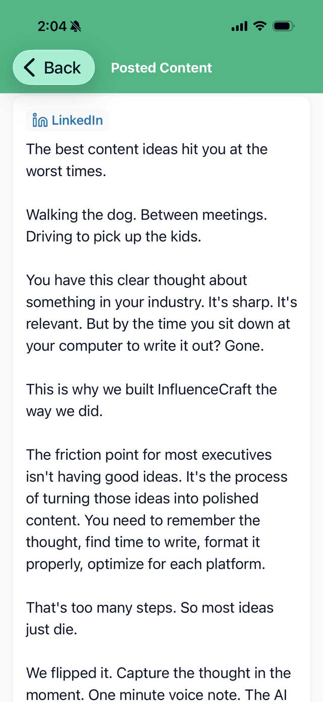 Voice-to-Content Engine screenshot